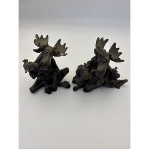 Big Sky Carvers Mountain Moose Figurine Lot of 2 Love Collection Baby Moose